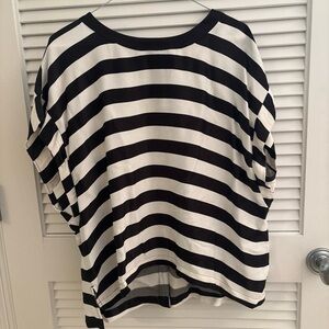 Anthropologie Black and White Striped Short Sleeve Top